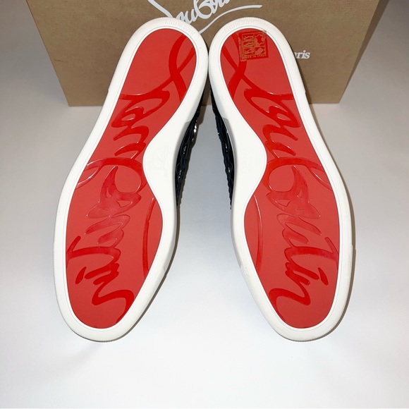 Christian Louboutin Louis P Strass Flat VV Python in Navy/Marine - Picture 7 of 10